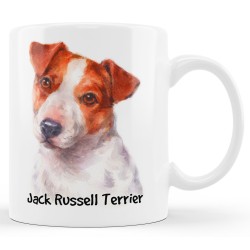Kubek z psem rasy Jack Russell Terrier.