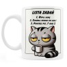 Kubek z kotem i listą zadań