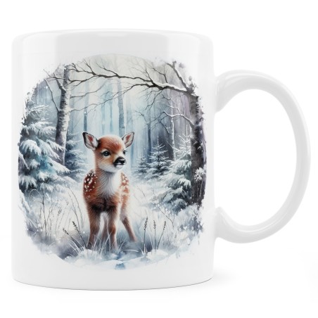Kubek zimowy z sarenką - seria zimowe leśne zwierzęta
