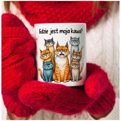 Kubek z kotami „Gdzie jest moja kawa?”