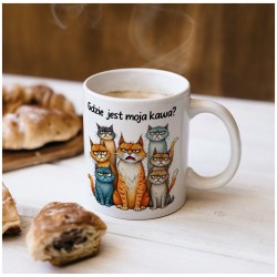Kubek z kotami „Gdzie jest moja kawa?”