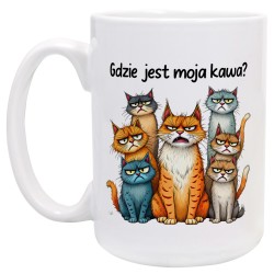 Kubek z kotami „Gdzie jest moja kawa?”