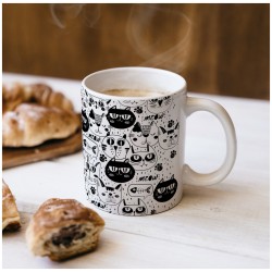 Kubek w czarne koty. Dla miłośnika kotów.