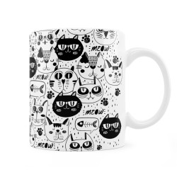 Kubek w czarne koty. Dla miłośnika kotów.