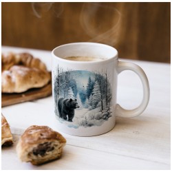 Kubek zimowy z niedźwiedziem - Seria leśne dzikie zwierzęta