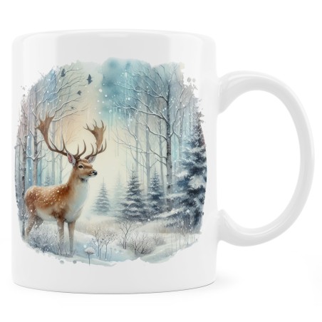 Kubek zimowy z jeleniem - Seria leśne dzikie zwierzęta