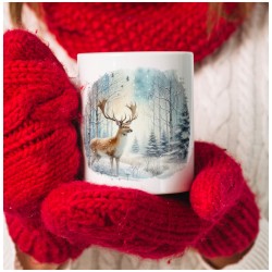 Kubek zimowy z jeleniem - Seria leśne dzikie zwierzęta