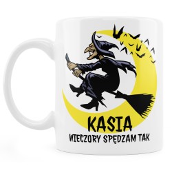 Kubek z czarownicą personalizowany „Wieczory spędzam tak”