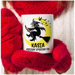 Kubek z czarownicą personalizowany „Wieczory spędzam tak”