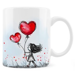 Kubek Dziewczynka z balonami w kształcie serc