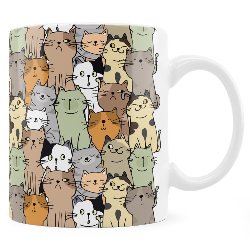 Kubek z kolorowymi kotami – prezent dla kociarzy!