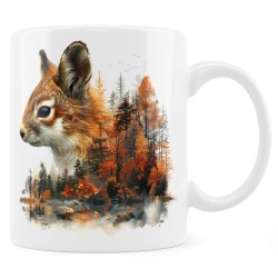 Zestaw 4 kubków leśnych Wilk, Lis, Zając, Wiewiórka