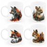 Zestaw 4 kubków leśnych Wilk, Lis, Zając, Wiewiórka